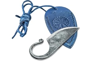 Toferner Celtic Pocket Knife, Hand Forged Knife with Black Leather Neck Case, Hardened Blade, Vintage, Antique Art Collecting, Original Gift Idea