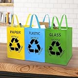 GEEZY Recycling Organizer Bags Set of 3 Heavy Duty 36L with Handles view 6