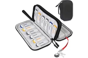 Lacdo USB Flash Drive Case Thumb Drive Holder Case Organizer Portable Electronic Accessories Storage Bag for SanDisk/SamData/Samsung USB Flash Drives Jump Drive Memory Stick, Cable, Medium Size-Black