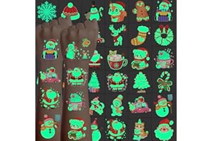 JoyfulGlam 140+PCS Glow Christmas Temporary Tattoos for Kids Stocking Stuffers, Christmas Party Favors for Luminous Bulk Christmas Gifts, Christmas Accessories Kids Party Games Goodie Bag Stuffers