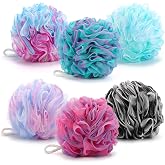 BTYMS XXL Large Loofah Bath Sponge 100g/pc, 6Pcs Exfoliating Mesh Pouf Bath Scrunchies Shower Puffs for Men and Women