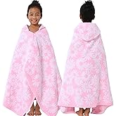 Hooded Bath Towels for Kids (3-10Years) - Soft, Absorbent Turkish Cotton Thick Pool Towels with Hood for Toddler,Perfect for Bath | Beach | Pool | Swim, Jacquard, Pink with White Daisys Theme