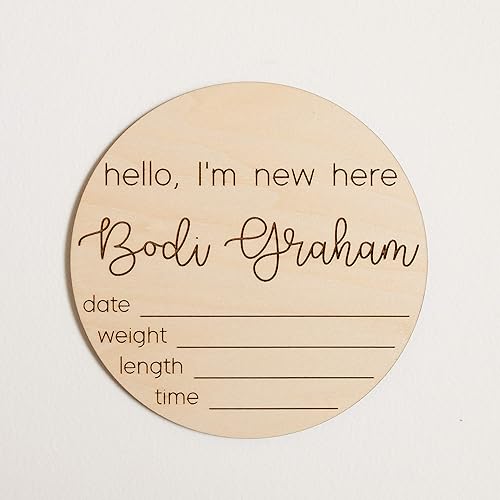 wooden birth announcement