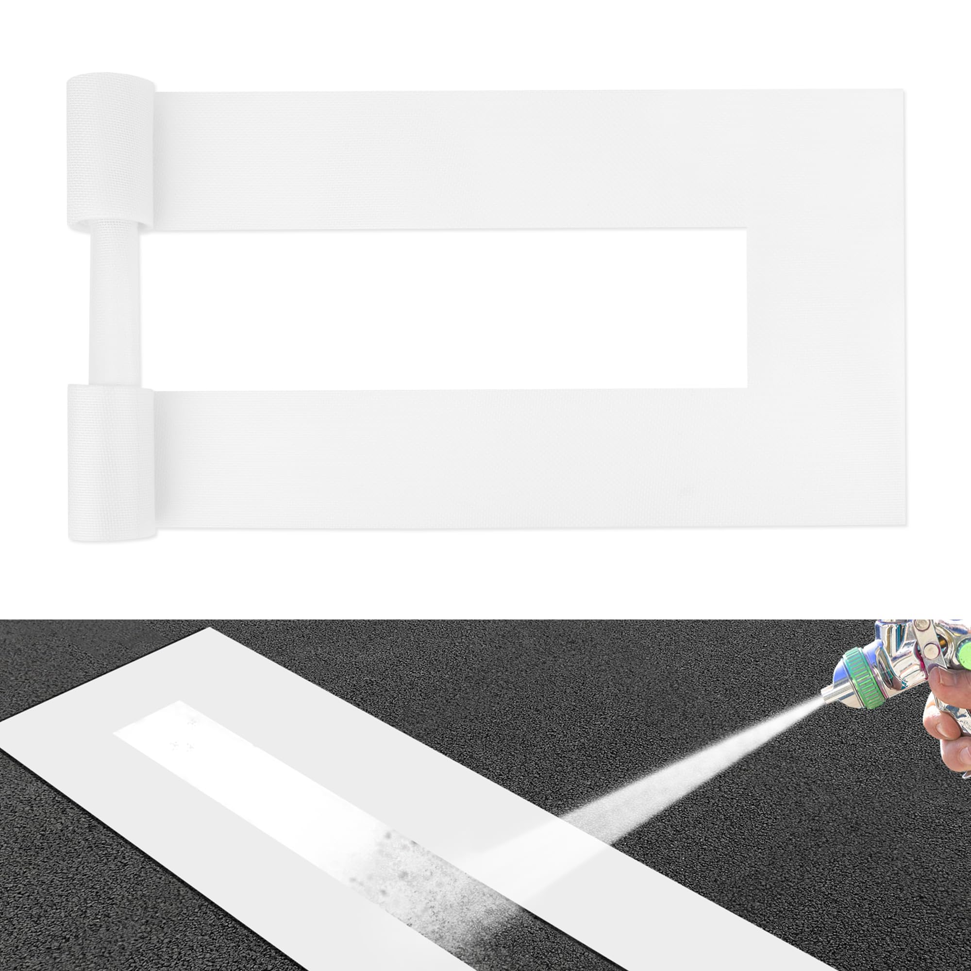 Photo 1 of 4 x 88 Inch Parking Lot Line Stencil, Pletpet Heavy-Duty Silicone with Glass Fiber Reusable Parking Lot Line Stencil for Painting Pavement Marker Template for Asphalt and Concrete