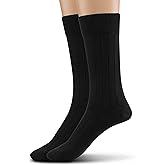 Silky Toes Modal Mens Crew Socks, Formal Mid-Length Dress Calf Socks 2 or 4 Pk