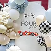 Capiont Need Four Speed Decals - Racing Birthday Party Decoration, 4th Birthday Racing Theme With Checkered Flag Sticker for Boys, Balloon Arch Decor (Need Four Speed 4 red)