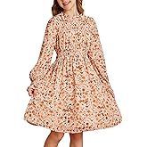GRACE KARIN Girls' Spring Long Sleeve Dresses Kids Floral Winter Formal Dress Girl Casual Fancy Midi Clothes Size 6-14