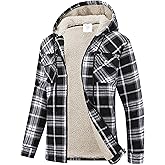 MoFiz Women's Fleece Zip Up Hoodie Flannel Plaid Hoodie Winter Warm Casual Sweatshirts With Pocket