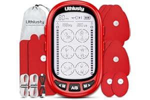 UTHLUSTY TENS Unit Muscle Stimulator for Pain Relief Therapy–Dual Channel 24 Modes TENS Machine&EMS Muscle Stimulator,Upgraded Large Screen Portable Muscle Stimulator for Back,Shoulder,& Neck Pain with 10 Pads