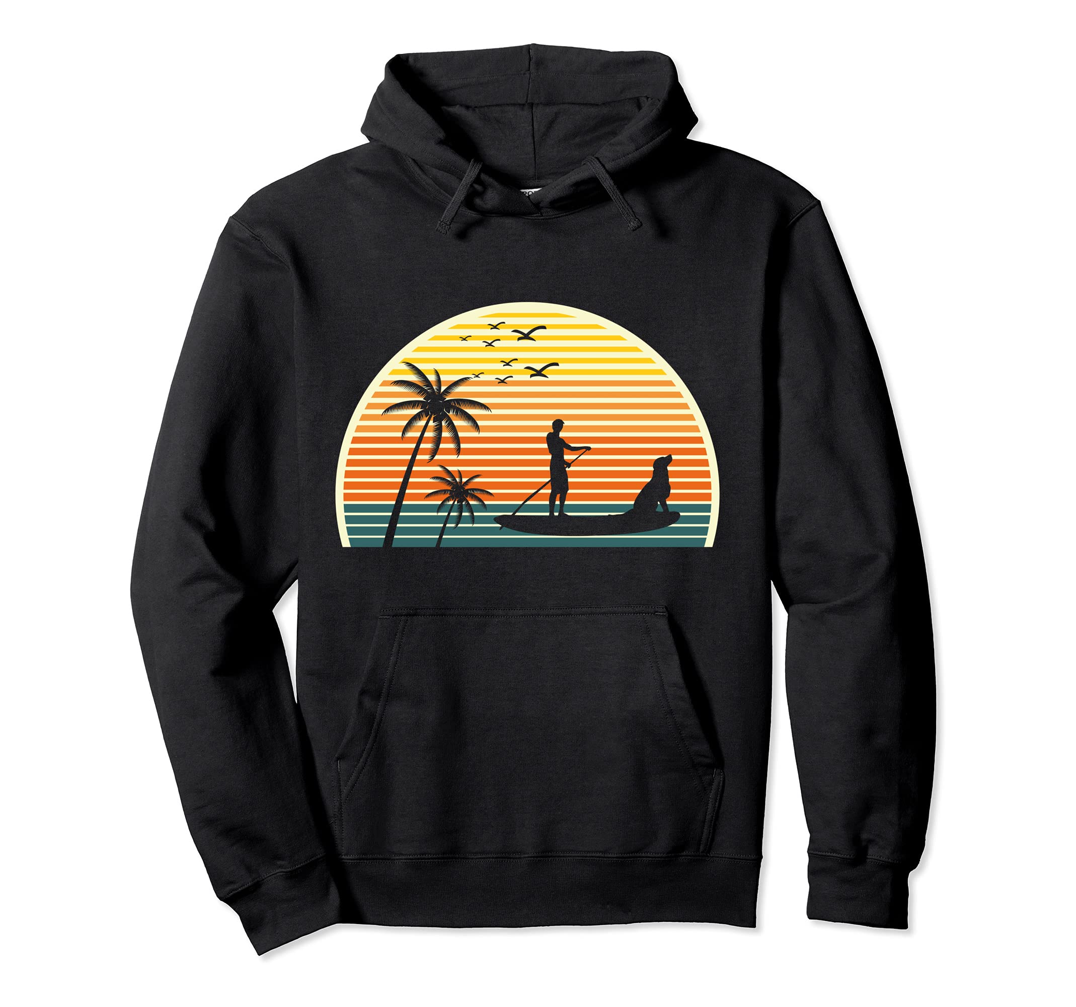 Sunset SUP Water Sport Paddleboarder Dog Stand Up Paddling Pullover Hoodie
