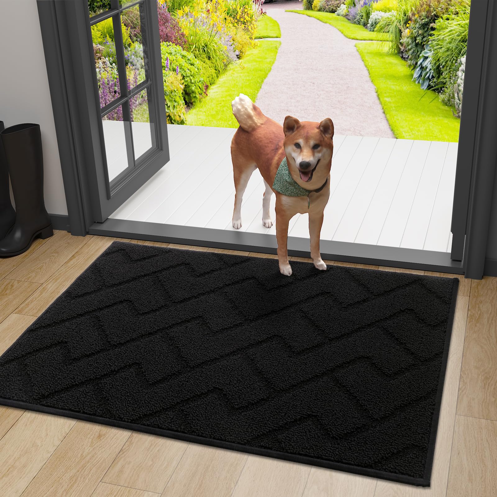 Photo 1 of OLANLY Indoor Door Mat, 36x24, Dirt Resistant and Absorbent, Sturdy Non-Slip Rubber Backing, Easy to Clean, Washable Low-Profile Doormat for Entryway, Black