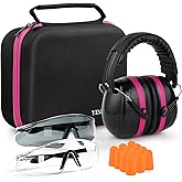 YINSHOME Shooting Ear Protection Earmuffs, Gun Safety Glasses, Earplugs, Protective Case