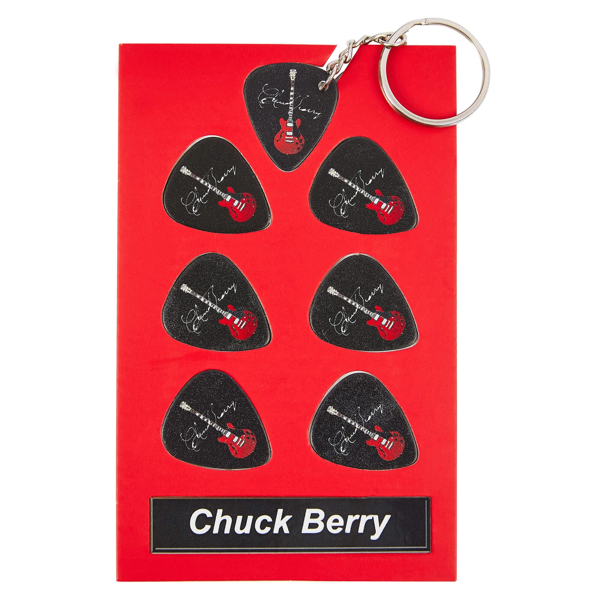 Chuck Berry Guitar Plectrum Gift Set | 6 Artist Plectrums | 1 Artist Keyring