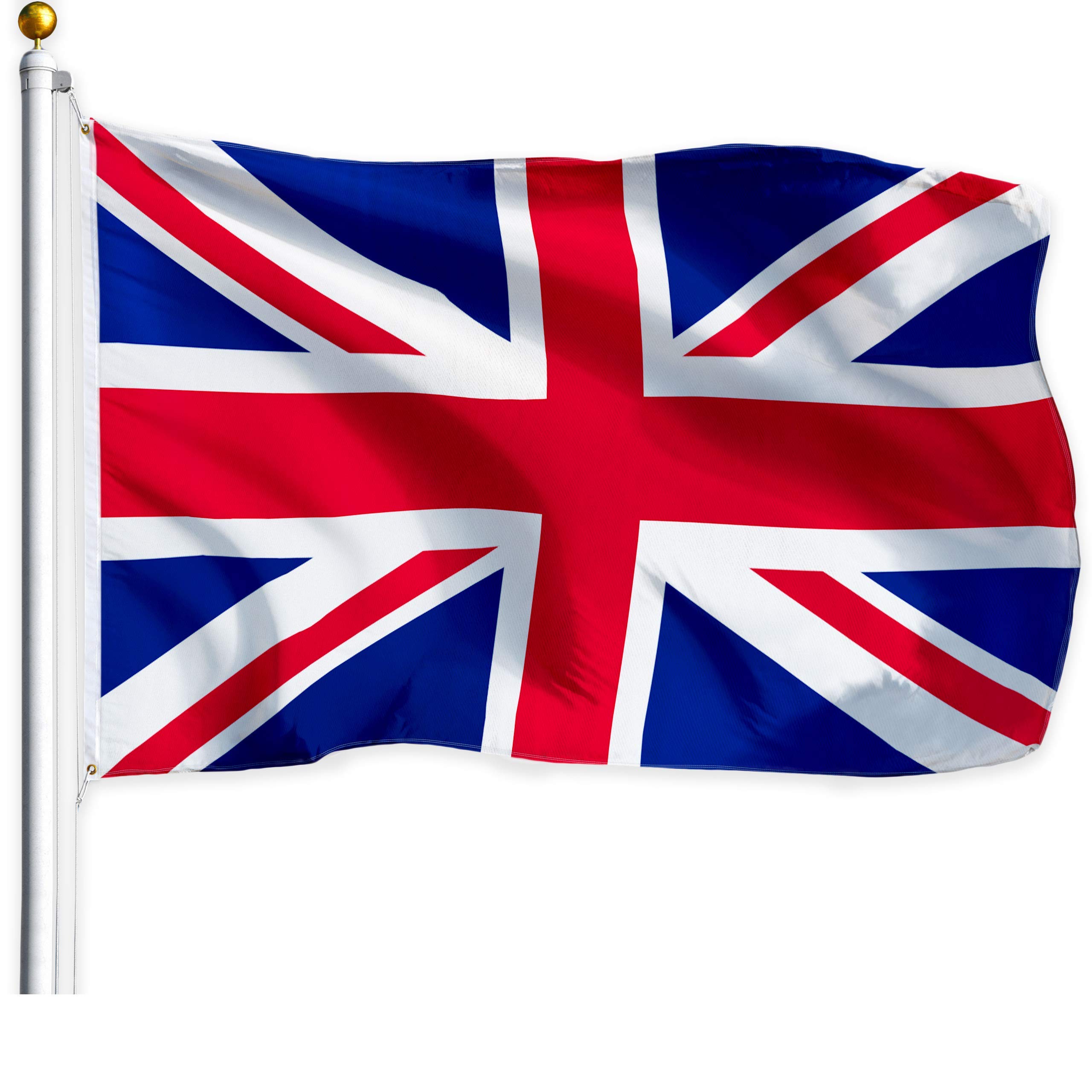 G128 United Kingdom Flag (British, Union Jack) | 3x5 feet | Printed – Vibrant Colors, Brass Grommets, Quality Polyester — image 1