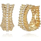 FETTERO Hoop Earrings for Women, 14K Gold Plated Lightweight Charm CZ Gold Hoops, Hypoallergenic Earrings for Women Ear Piercing Jewelry