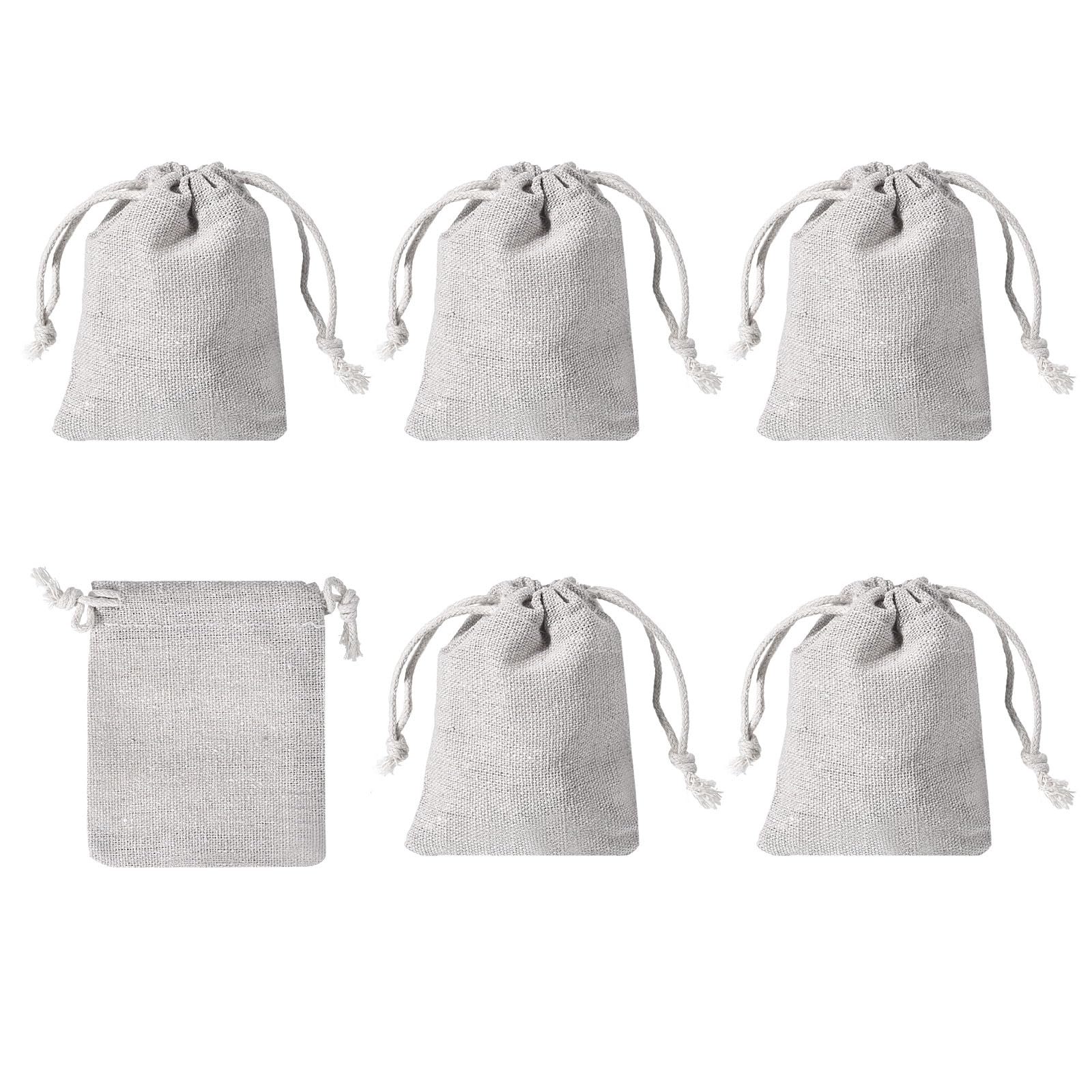 PATIKIL 4"x3" Coin Sacks Bag, 6Pcs Bank Coin Deposit Change Transit Canvas Money Bags with Drawstring Gift Sacks Style 1, White
