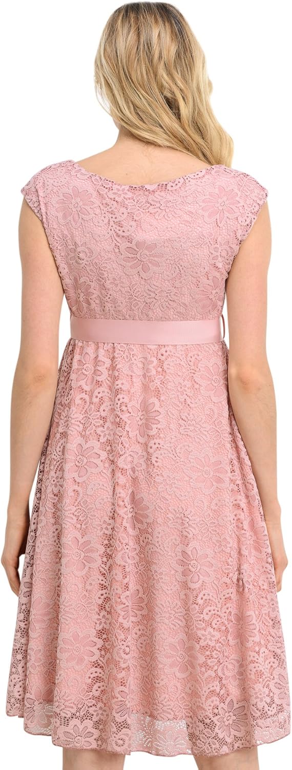 HELLO MIZ Maternity Floral Lace Baby Shower Party Cocktail Dress with Ribbon Waist at  Women’s Clothing store