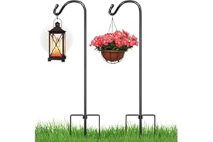 Best Choice Products 91in Set of 2 Shepherd Hooks Outdoor Metal Adjustable Garden Hooks for Hanging Pots, Solar Lights & Lanterns, Bird Feeders, Wedding Decor w/ 3-Prong Base, 0.7in Diameter - Black