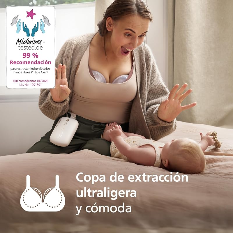 Bomba tira leite elétrica mãos-livres dupla Philips Avent, motor com grande capacidade de aspiração, imita o ritmo de ingestão do bebé, bombeia até 85 vezes por minuto, 4 almofadas, SCF547/11