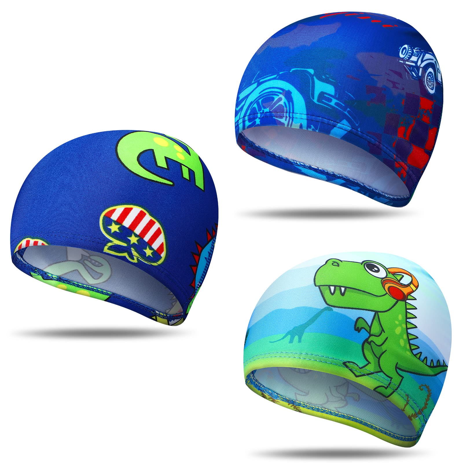 3 Pcs Kids Swimming Caps Swimming Hat for Boys Girls Waterproof Nylon Swim Caps Comfortable Bathing Caps for Child (Vivid Style)