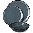 100% Melamine Dinnerware Sets 12 Piece Plate Bowl Set Dish Set For Outdoor & Indoor - Includes 4 Dinner Plates 4 Salad Plates and 4 Bowls Perfect For Every Day Use. Vintage Turquoise