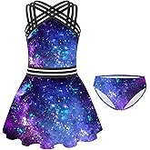 ADUKIDE Girls Tankini Swimsuits Swimdress Criss Cross Straps Two Piece Bathing Suit Size 7-18T