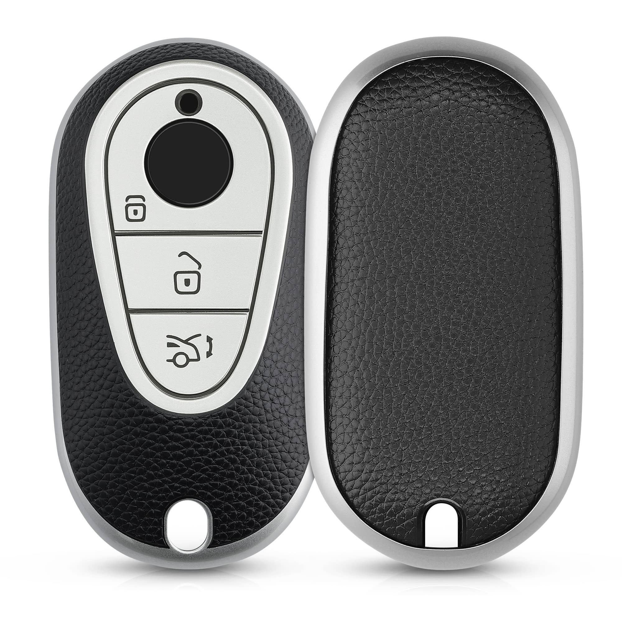 kwmobile Key Cover Compatible with Mercedes Benz - Silver/Black