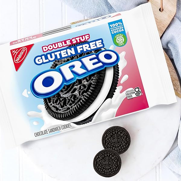 OREO DOUBLE STUF GLUTEN FREE CHOCOLATE SANDWICH COOKIES, GLUTEN FREE COOKIES, 12.47 OZ PACKS