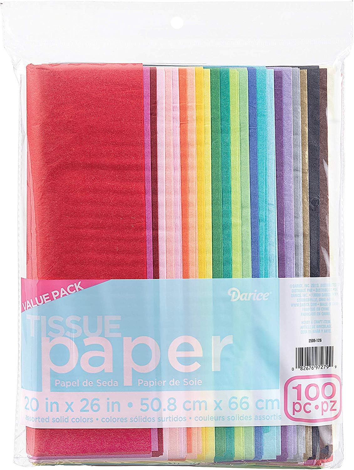 Darice 100-Piece Premium Quality Tissue Gift Wrapping Paper Crafts, Packing and More, 20 x 26 inches (100 Sheets), Assorted Colors: Arts, Crafts & Sewing