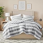 Regency Heights Reversible Striped King Comforter Set, Soft Microfiber Bedding Set with Double-Sided Stripes Design, Warm & Cozy for All-Seasons, 3-Piece Comforter and Shams Set King Size, Grey