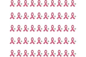 TANG SONG 50PCS 0.9''x1.57'' Breast Cancer Awareness Lapel Pins Pink Ribbon Pins Hope Ribbon Lapel Pins for Charity Recognition, Public Event, Fundraiser, Survivor Campaign