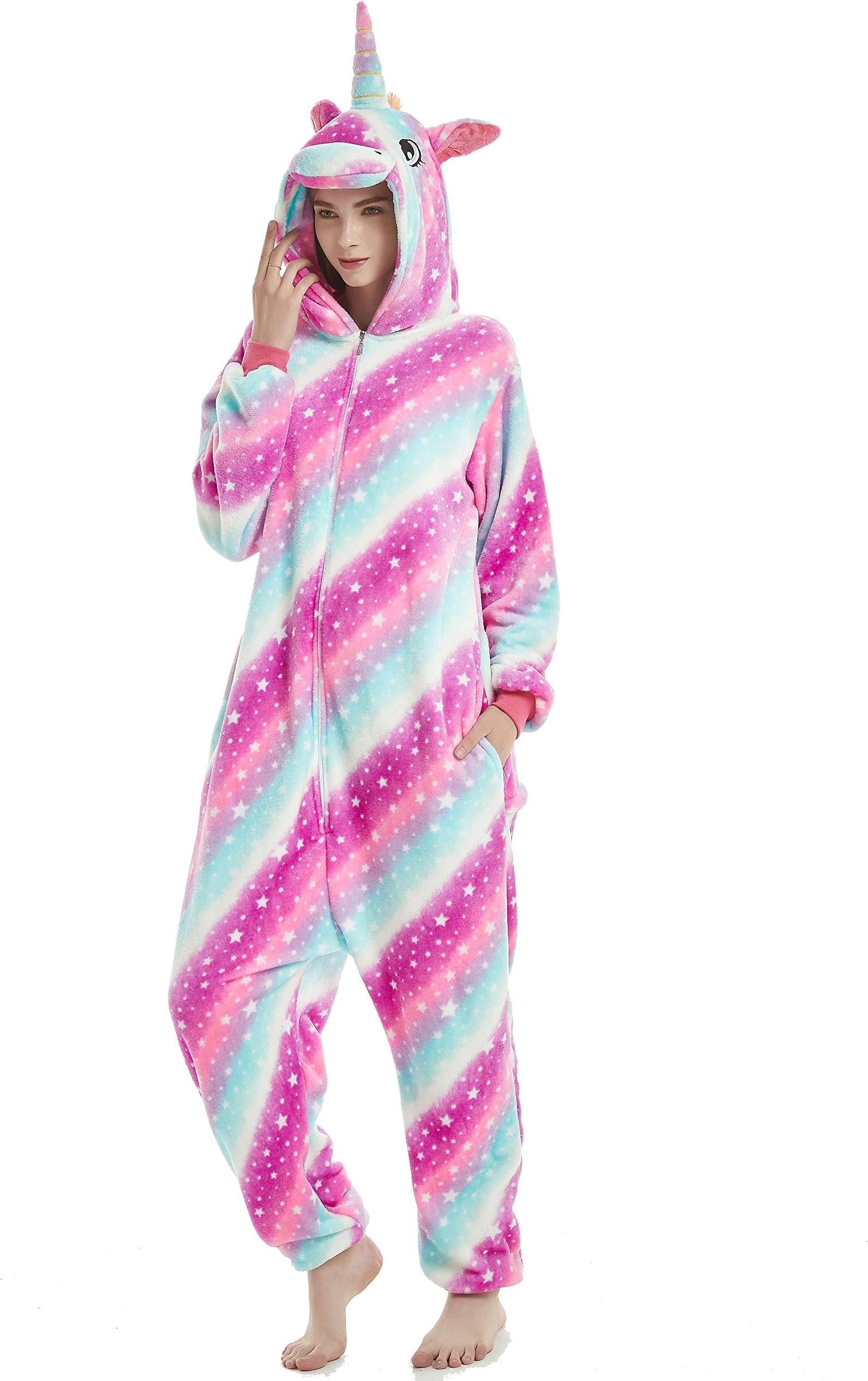 Onesie Pajamas for Women Adult Onepiece Unicorn Christmas Costume Halloween Animal Unisex Cosplay Cartoon