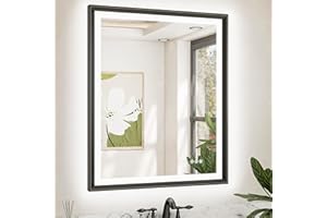 TETOTE LED Bathroom Mirror with Lights Black Metal Framed 30x36 Frontlit & Backlit Vanity Mirror Baroque Gothic Antifog Stepless Dimmable White/Warm/Natural,Wall Mounted(Horizontal/Vertical)