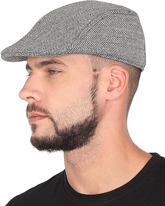 McBen Mens Flat Cap Wool Blends Tweet Irish Golf Cap with Ear Muff Hat Gatsby Baker Boy (Black