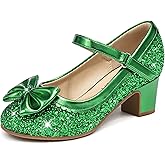 LAURMOSA Princess Shoes High Heel Toddler Girls Dress Shoes Cute Bowknot Sparkle Mary Jane Flower Girls Wedding Birthday Party Prom for Little Big Kids