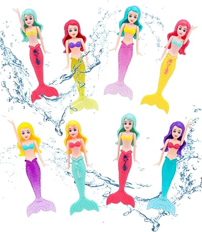 TOPWAYS 8 PCS Mermaid Diving Toys Set Pool Torpedoes Kids Swim Training
