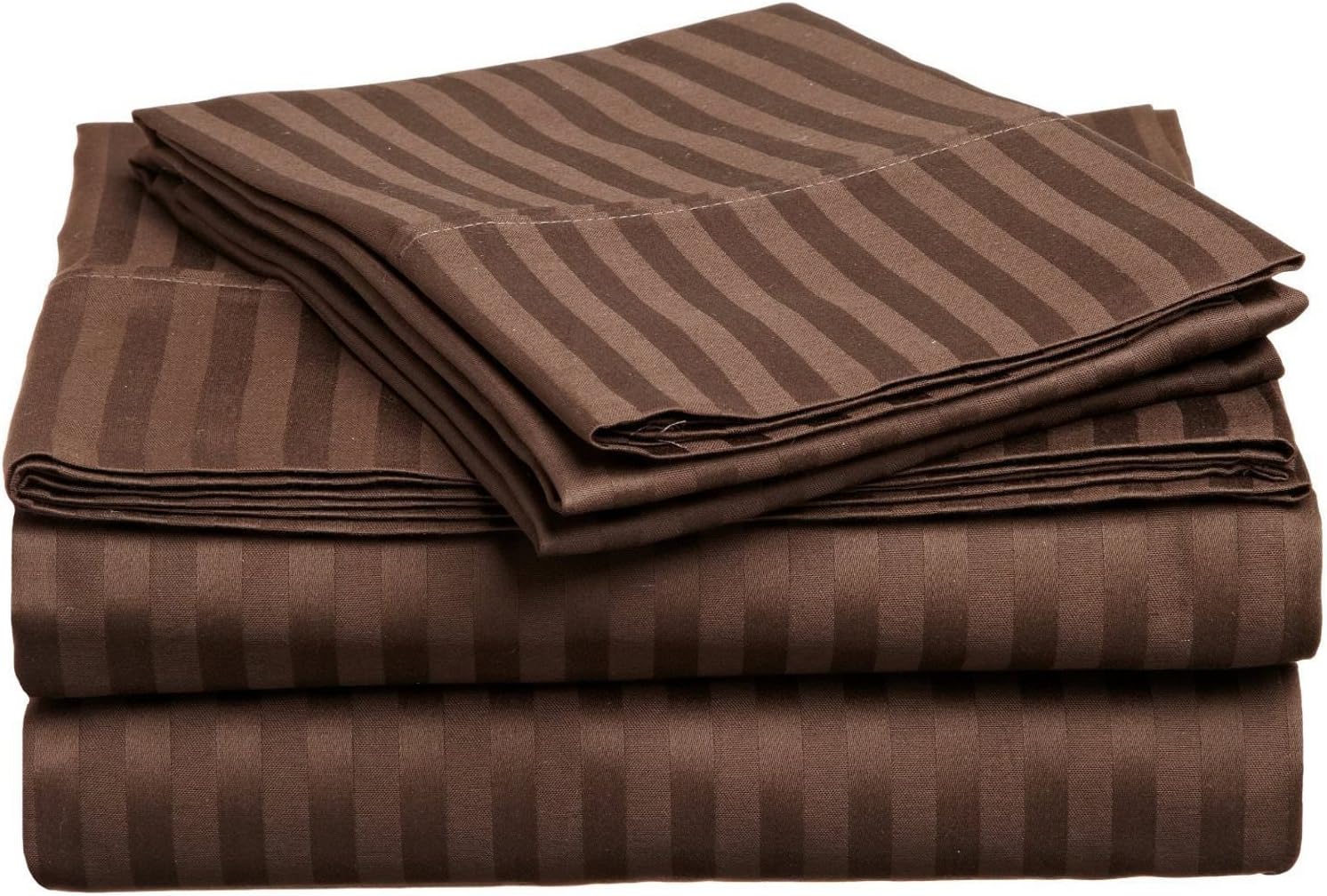 600 TC Super Soft 100% Egyptian Cotton Bedding 3 Piece Set Duvet Cover With Two Pillowcase Emperor Size Chocolate Stripe