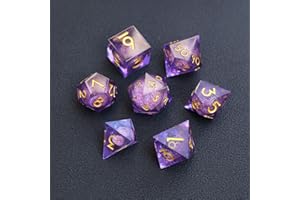 DND Dice Set 7pcs D4 D6 D8 D10 D12 D20 D% Polyhedral Quicksand Resin Sharp Edged D&D Dice for Dungeons and Dragons Pathfinder