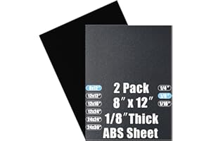 PINZIREN ABS Plastic Sheet 1/8 Inch Thick 8" x 12" (2-Pack),Two-Sided Heat Moldable Panel (Thermoplastic Textured Front & Smooth Back), Black Thermoform Board Great for DIY Projects, Decor, Handcrafts