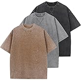 Oymyakon Mens Oversized T-Shirts Heavyweight Cotton Acid Wash Ttshirt Loose Fit Vintage Tees Short Sleeve Casual Shirts Tops