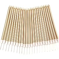 24 Count Birthday Party Long Thin Cake Candles Metallic Birthday Candles in Holders for Birthday Cakes Decorations…