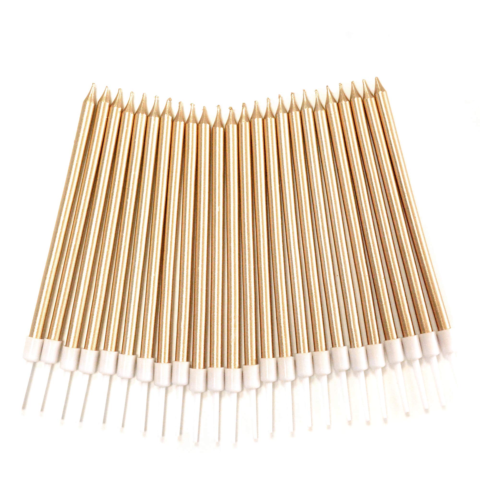 24 Count Birthday Party Long Thin Cake Candles Metallic Birthday
