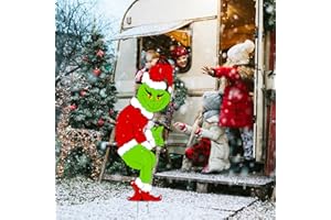 SSAILUE DECOR Grinch's Christmas Decorations Grinchmas Yard Signs with Stakes Extra Large for Christmas Outdoor Decorations - Xmas Outdoor Yard Sign Lawn Decor 40-17inches