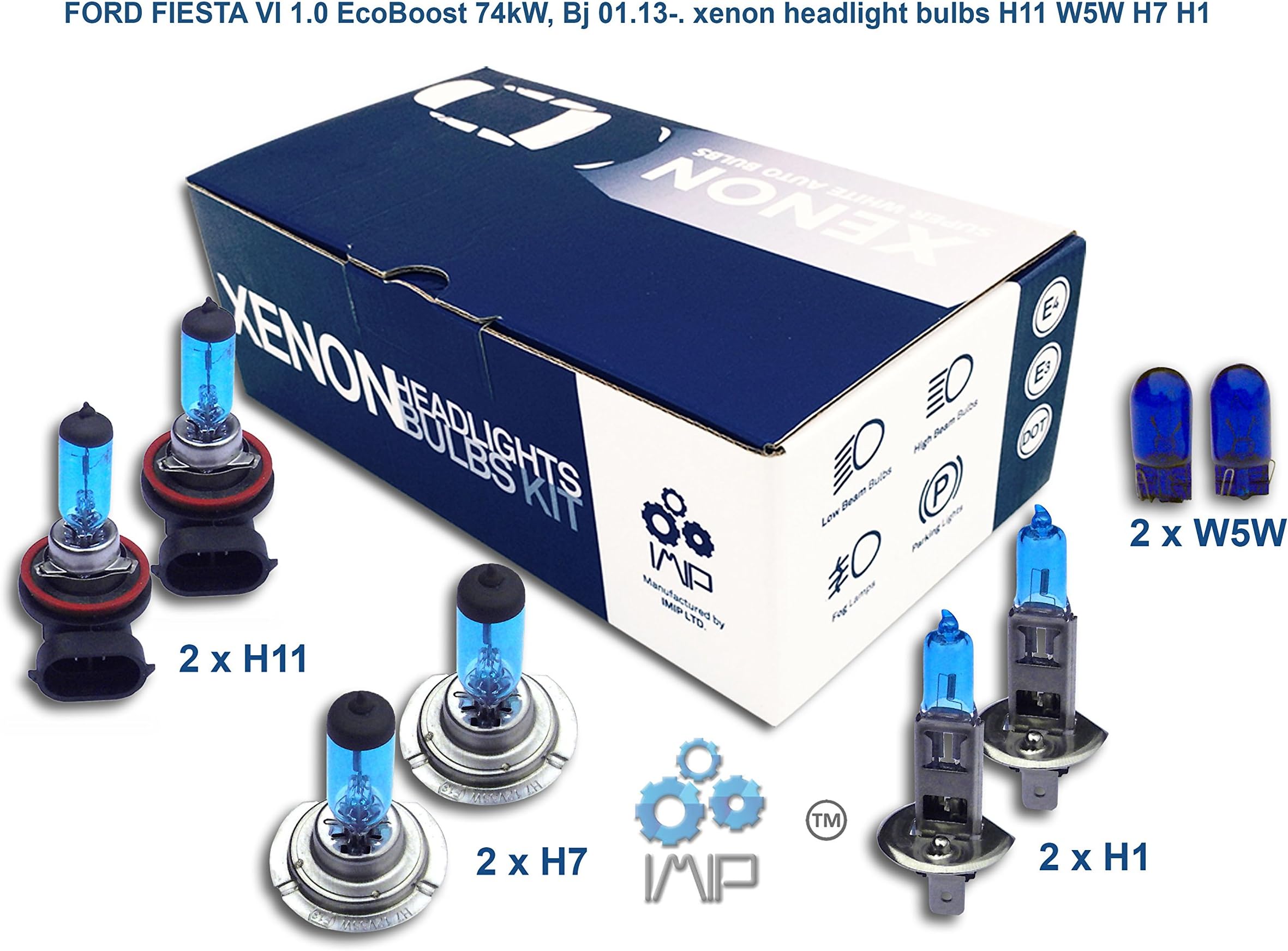 Genius Autoparts Bright Xenon Headlight Bulbs | Easy DIY Headlight Replacement Bulbs Kit, Pairs H11 H7 H1 | High and Low Beam Headlights | Fog Lights Plus Free Side Light Bulbs W5W,(Pack of 3+1)