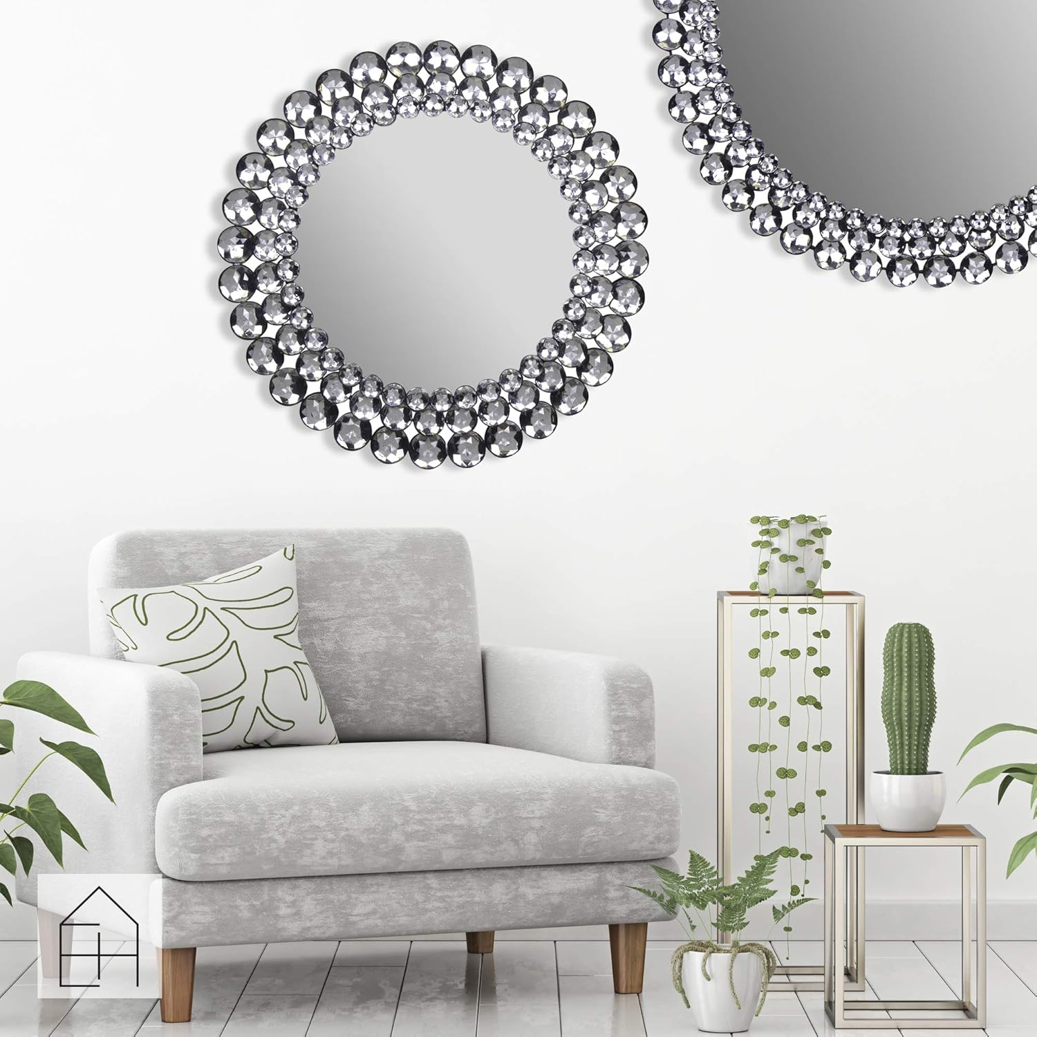 Patton Wall Decor Round Jeweled Accent Mirror, 17" x 17": Home & Kitchen