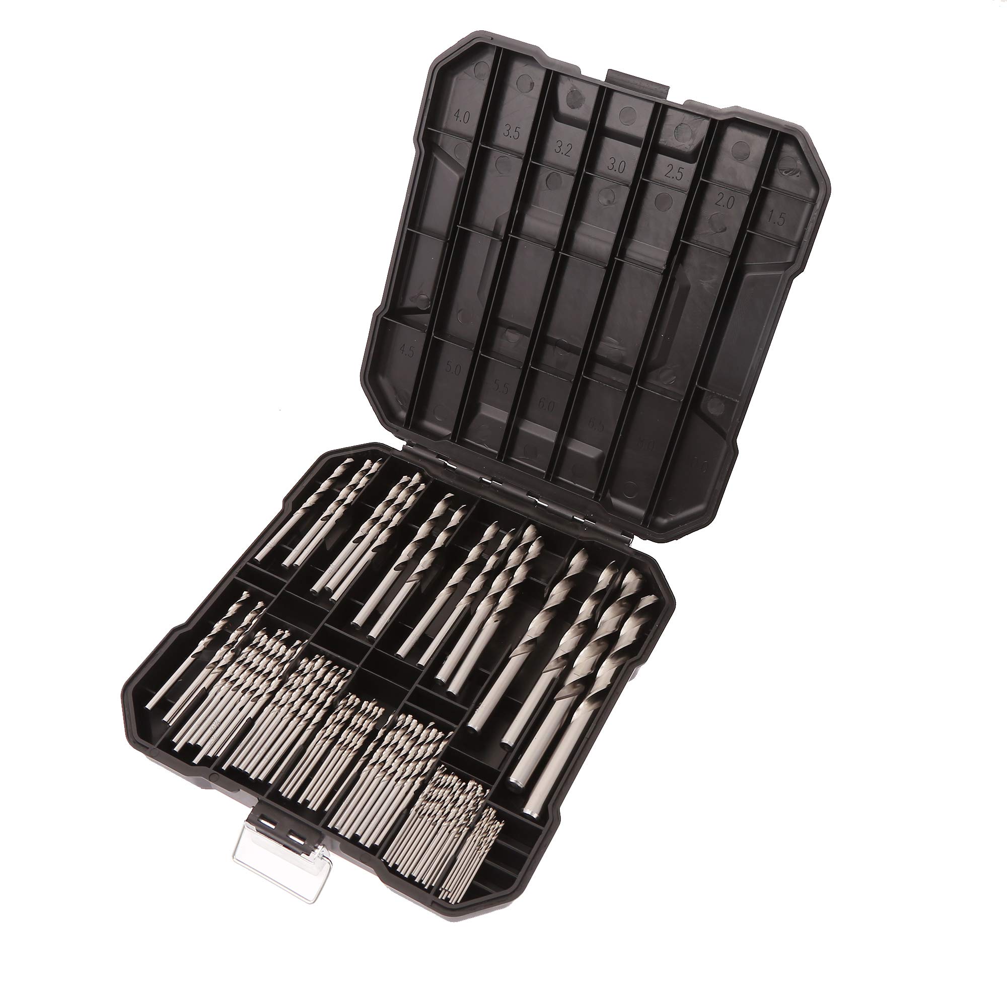 KATSU 99PCs Twist Drill Bits Set HSS 4341/M2 Grade High-Speed Steel 1.5mm-10mm Multi Drill Bits for Drilling Stainless Steel, Iron, Aluminium, Copper, Wood, Plastic, with Storage Case