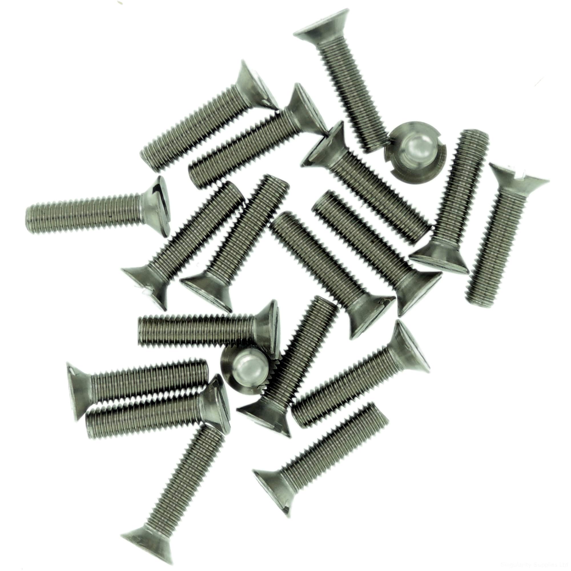 M6 (6mm x 10mm) Slot Countersunk Machine Screw (Bolt) - Stainless Steel (A2) (Pack of 20)