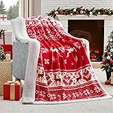Joiedomi Christmas Throw Blanket - Soft Sherpa Fleece Christmas Blanket - Reversible Warm Plush Holiday Decorative Throw - Winter Cozy Present Throw for Couch - 50” x 60" Red Nordic