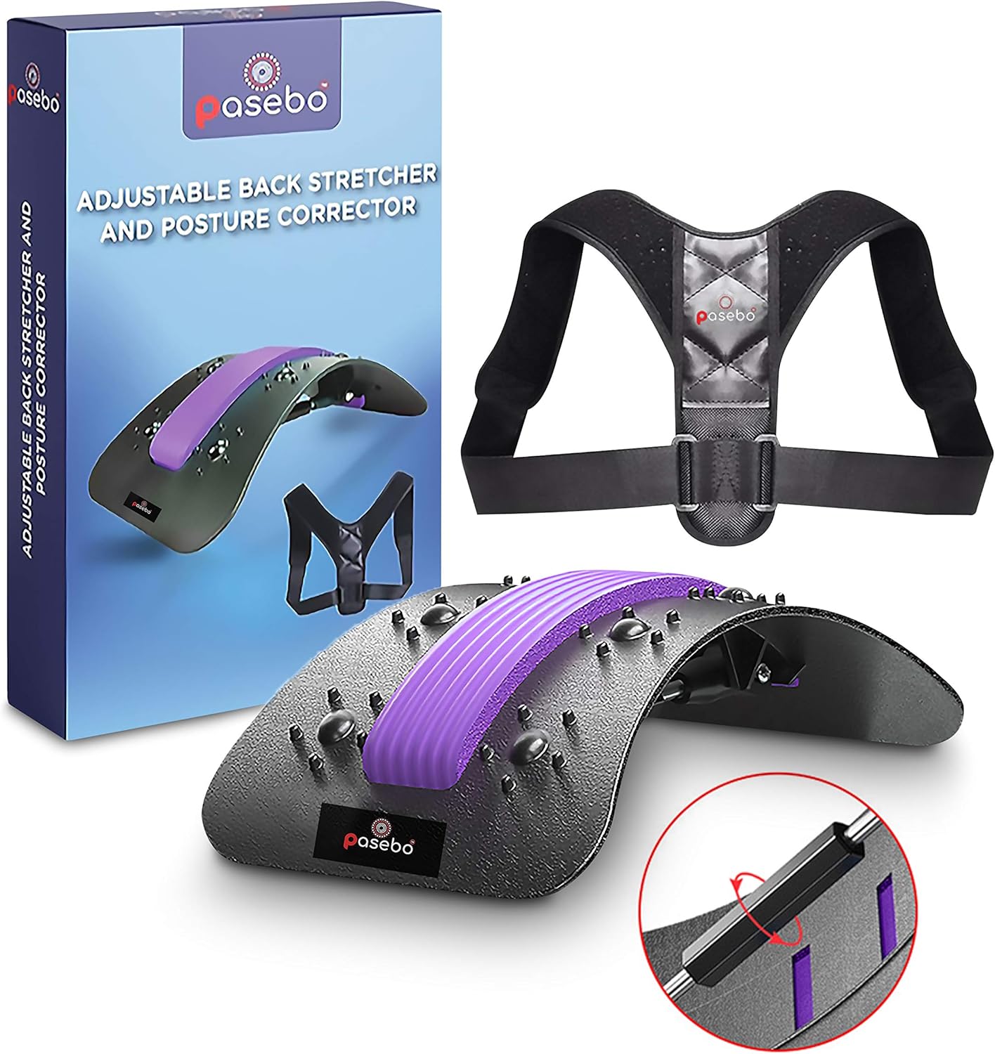Back Stretcher Posture Corrector- Back Pain Relief Lumbar Support Upgraded Adjustable Back Cracking Device for Lower Upper Back Muscle Spine Sciatica Pain Relief Back Massaging for Men Women: Health & Personal Care