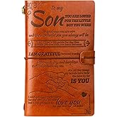 JANARARY Letters to My Son Boys Journal, Graduation Gift Leather Journal Notebook from Mom or Dad, 140 Pages Writing Journal Gifts for Son Birthday, Thanksgiving, Christmas Gifts